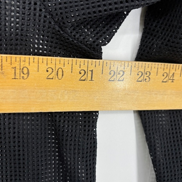 Dream Beach Womens Large Zip Front Swim Suit Beach Cover Up Black Mesh Hooded LS - Picture 7 of 8